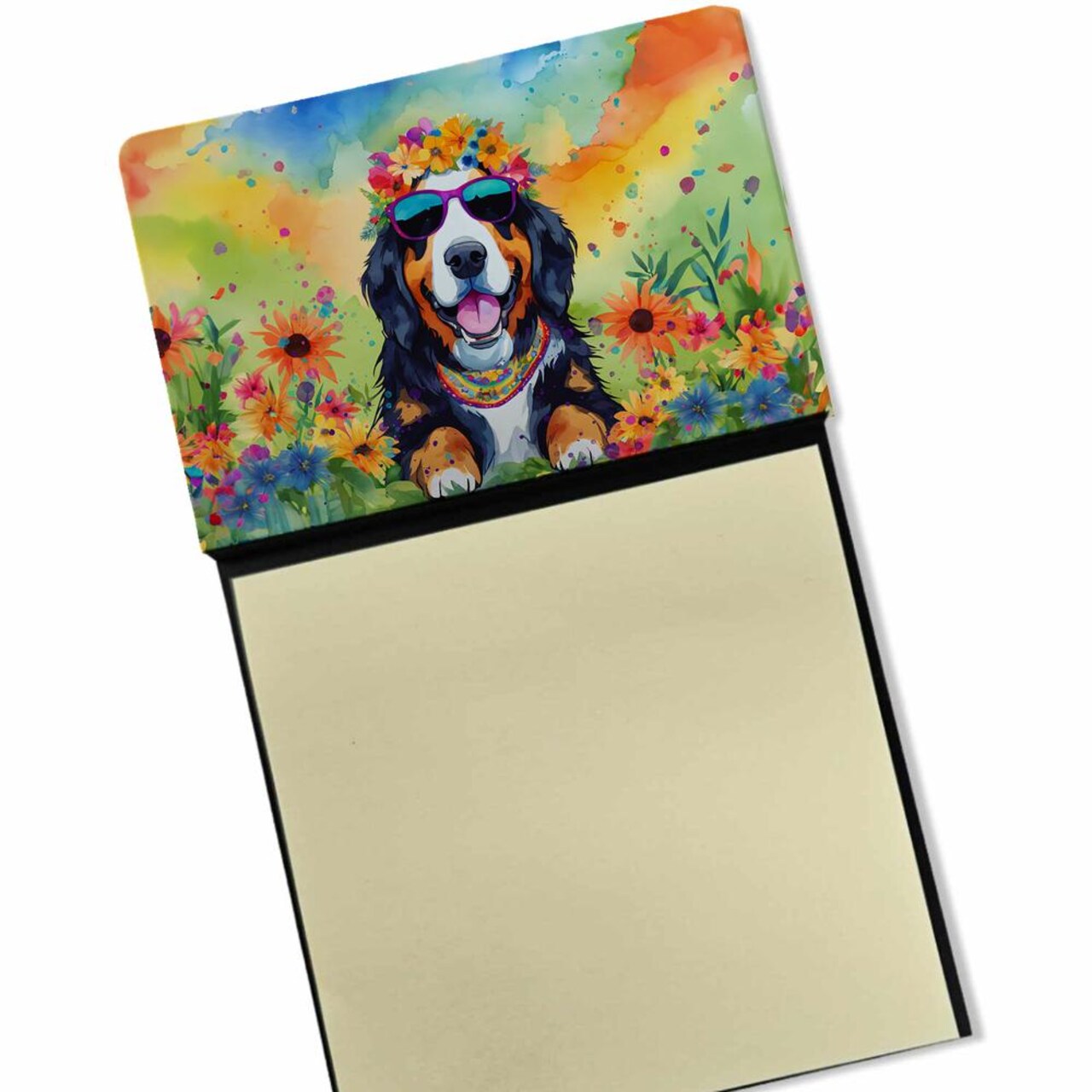 Edge Collections -3" x 3"-Multicolor-“Hippie Dawg Desk Sticky Note Holder – Refillable Self-Stick Memo Pads” - 1 pieces